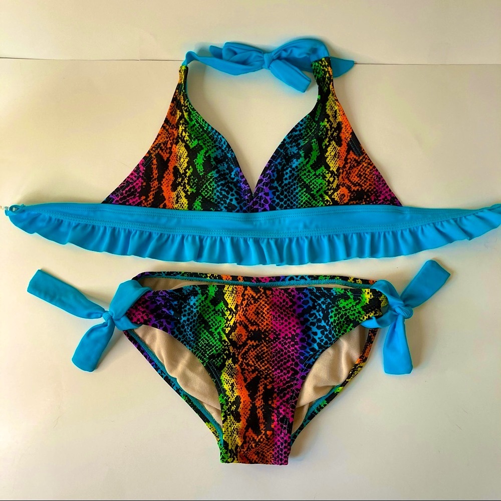 Arizona Girls Multi color Snakeskin Bikini sz 7
